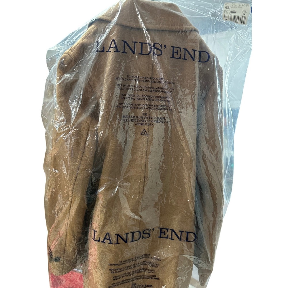 Lands' End Wool Blend Double Breasted Overcoat Vicuna Camel Mens L 42-44 NWOT - Picture 8 of 8